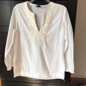 J Crew White Popover Shirt